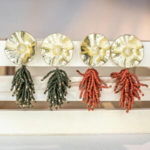 Pendiente de Flecos colores con semicírculo + rama